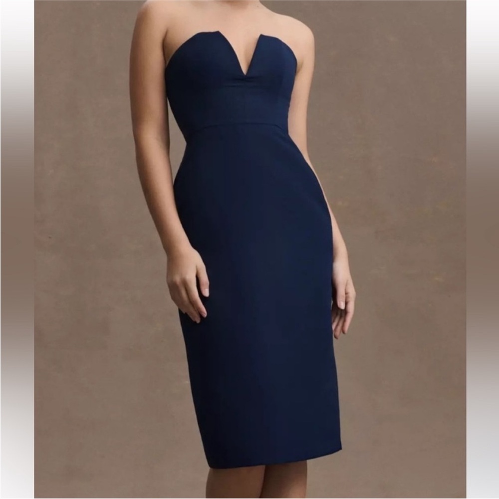 NEW Anthropologie BHLDN Sachin & Babi Size 4 Nora Strapless Deep-V Taffeta Dress